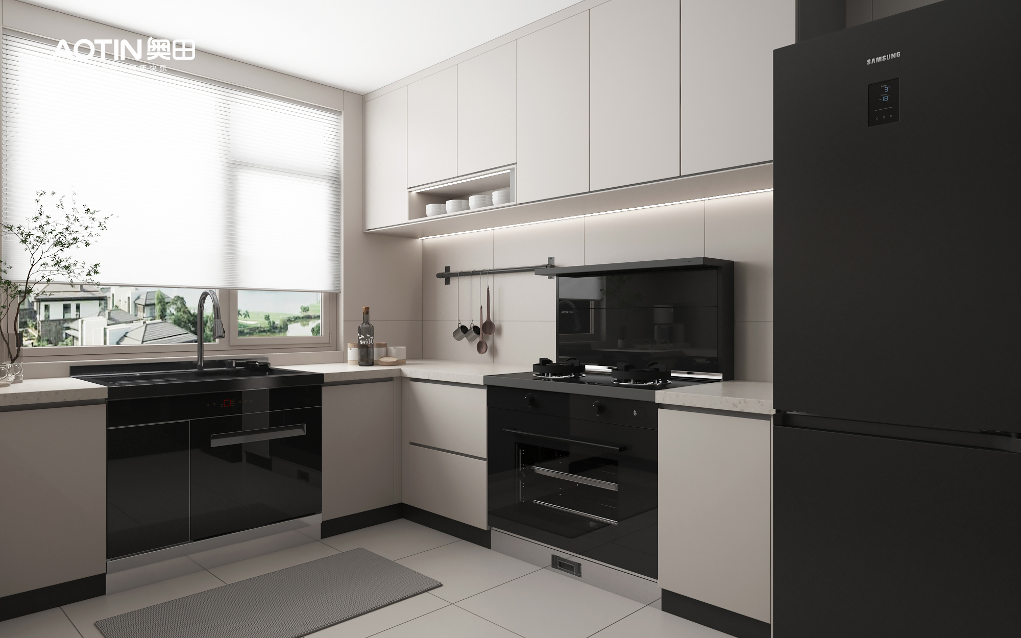 奧田集成灶丨高效動(dòng)線、功能集成，套系廚電——這才是極簡(jiǎn)風(fēng)廚房